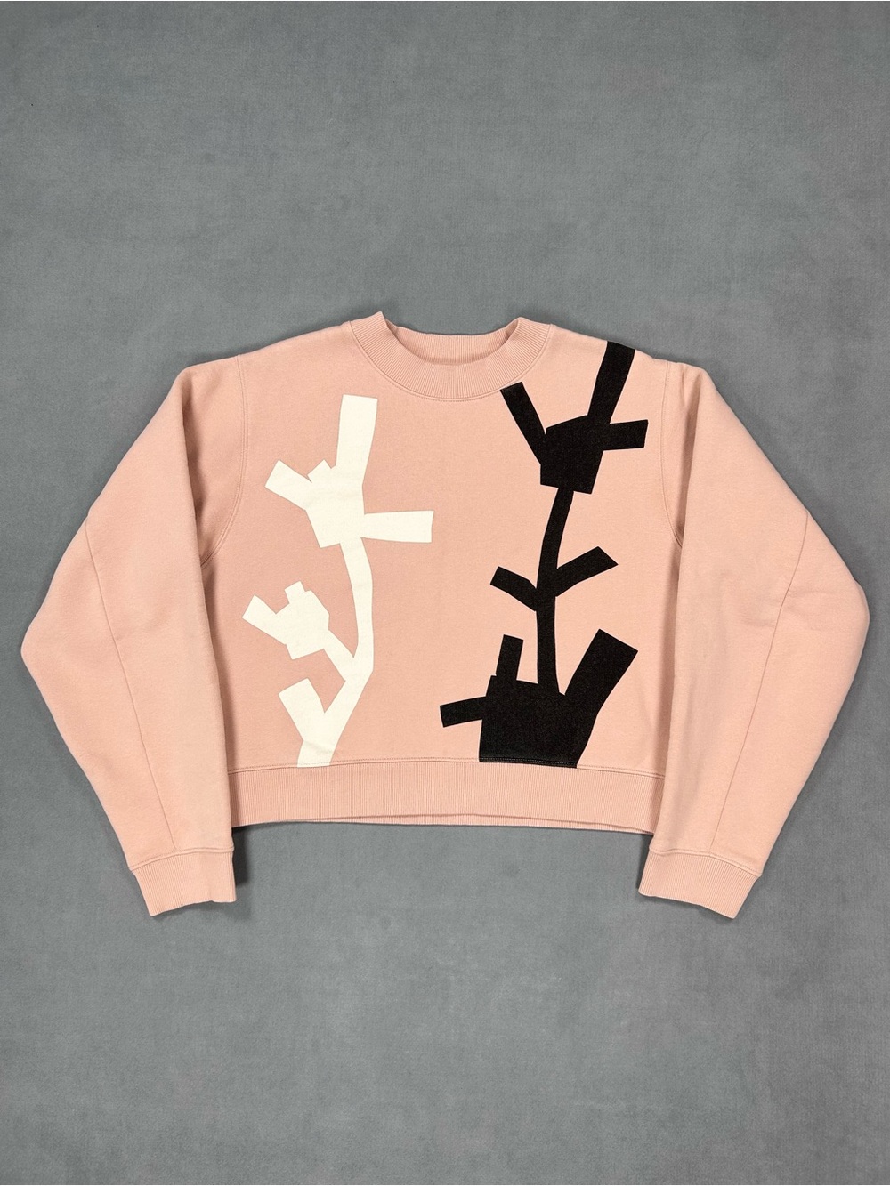 Acne Studios Bird Flower Sweatshirt Womens Large Crop Graphic Crew Neck Pullover